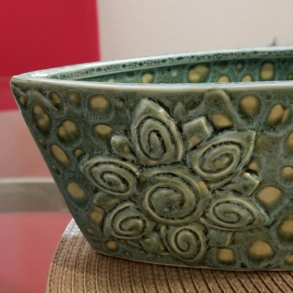 3 PIECE GREEN & GOLD MOSIAC CANDLE HOLDER/ BOWL/PLANTER, CANDLE BUNDLE SET - Picture 4 of 13